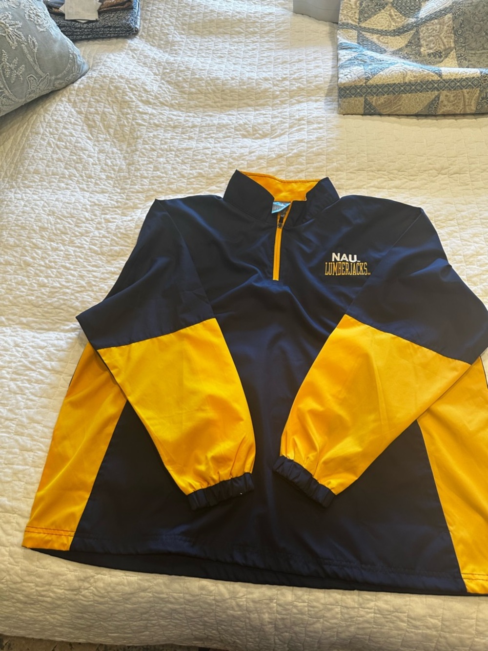 NAU Mens Navy & Gold Quarter-Zip Jacket